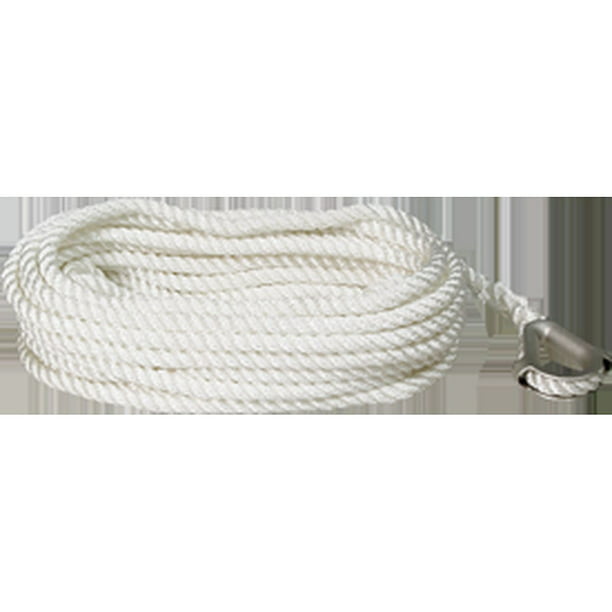 Three-strand Nylon Rope White 1/4" x 100' For Outdoor Camping BoatRope
